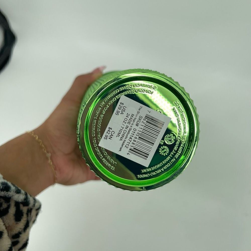 Starbucks 2023 Metallic Emerald Green Studded 24 OZ Tumbler Cup New - Picture 5 of 9